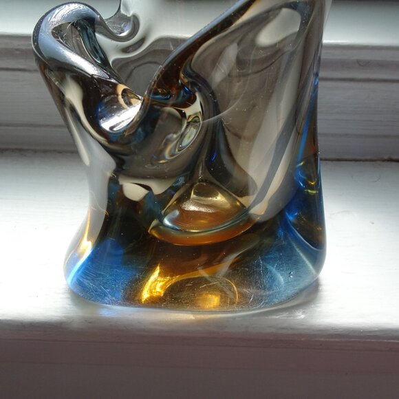 Vintage Harrachov 1950s Czech Glass Ashtray Vase Dish Sculpture - Picture 4 of 9